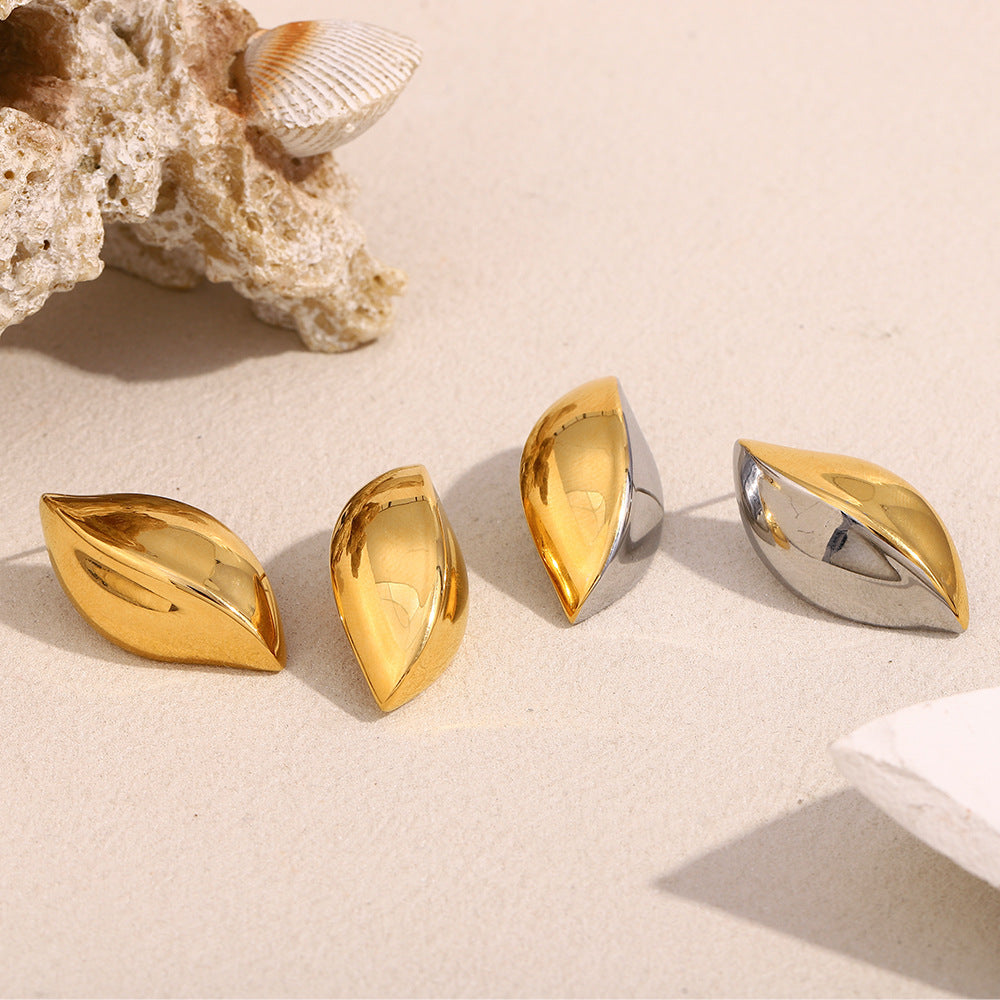 Orecchini da donna alla moda in acciaio inossidabile con geometria e placcatura in oro 18 carati