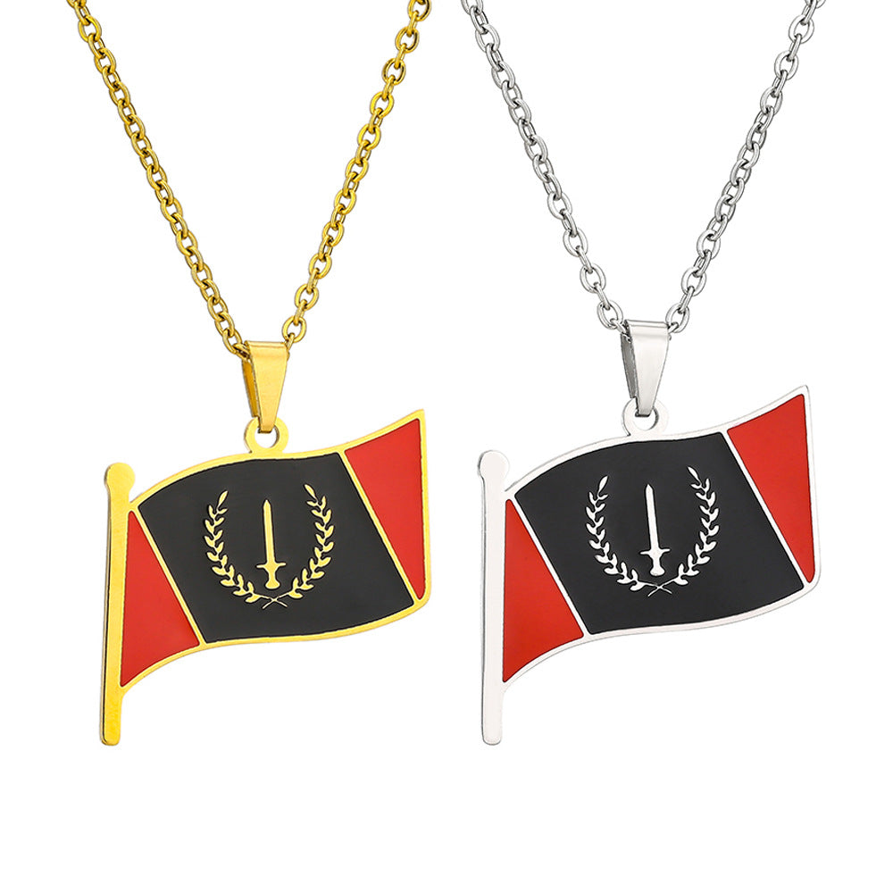 Collana con Pendente Geometrico Minimalista in Acciaio Inox con Pendente in Acciaio al Titanio e Finitura Galvanizzata per Uomo e Donna