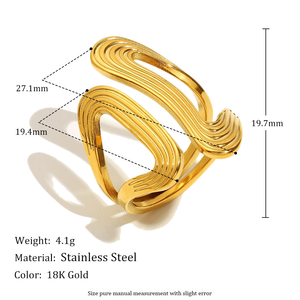 Anello Minimalista Geometrico in Acciaio Inossidabile Placcato Oro 18K da Donna