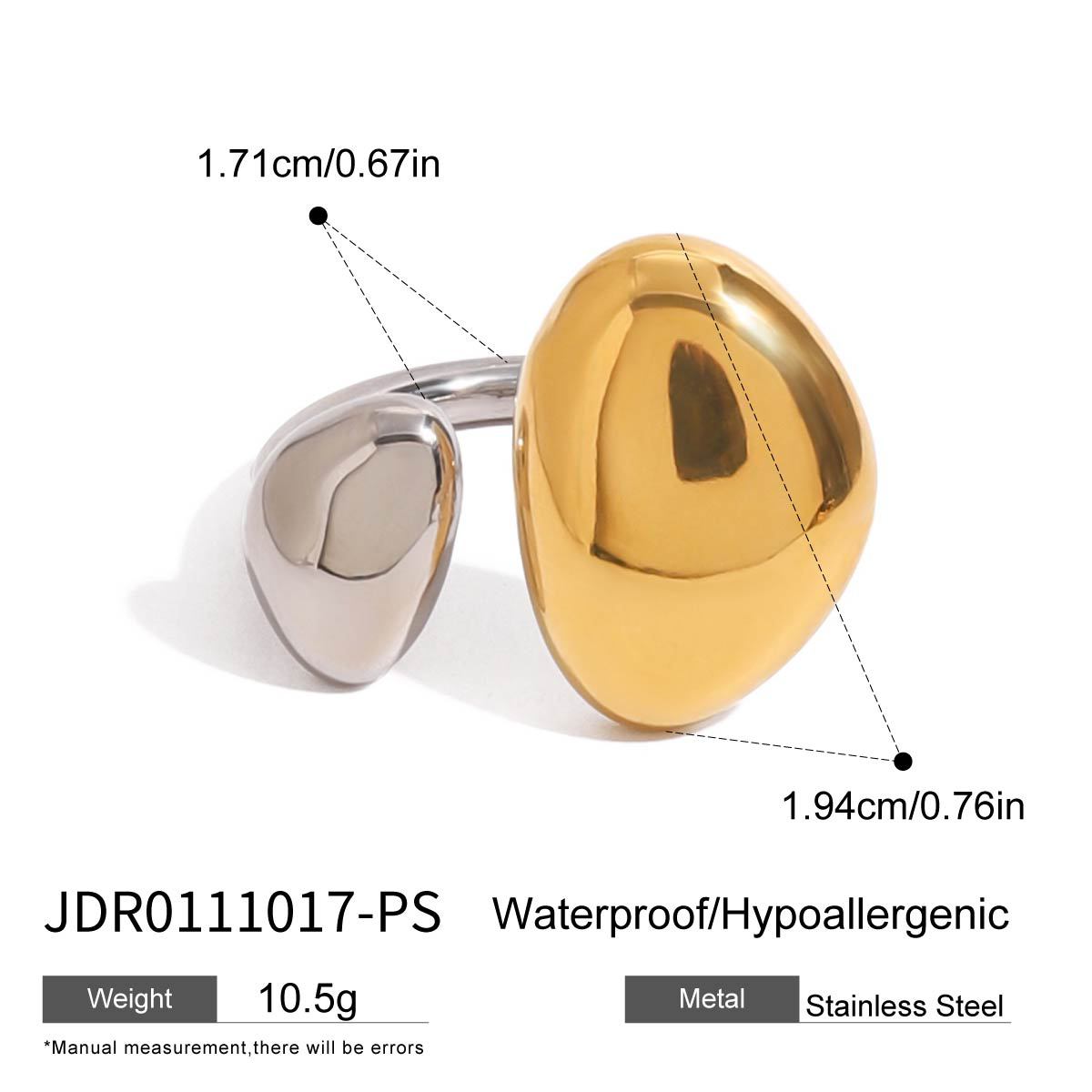 Minimalist Luxury Geometric Stainless Steel PVD Ring for Women