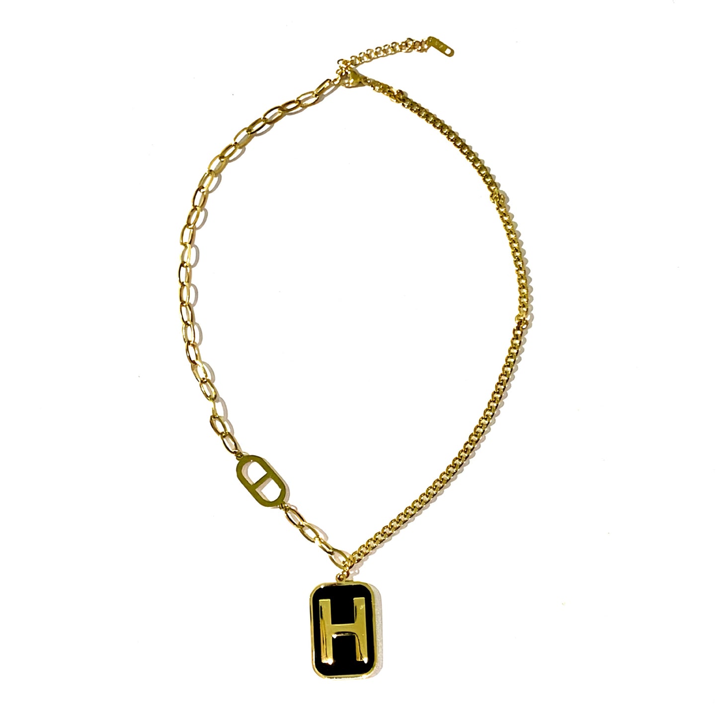 Hip-hop Sporty Letter Square Titanium Steel Plated Necklace Unisex