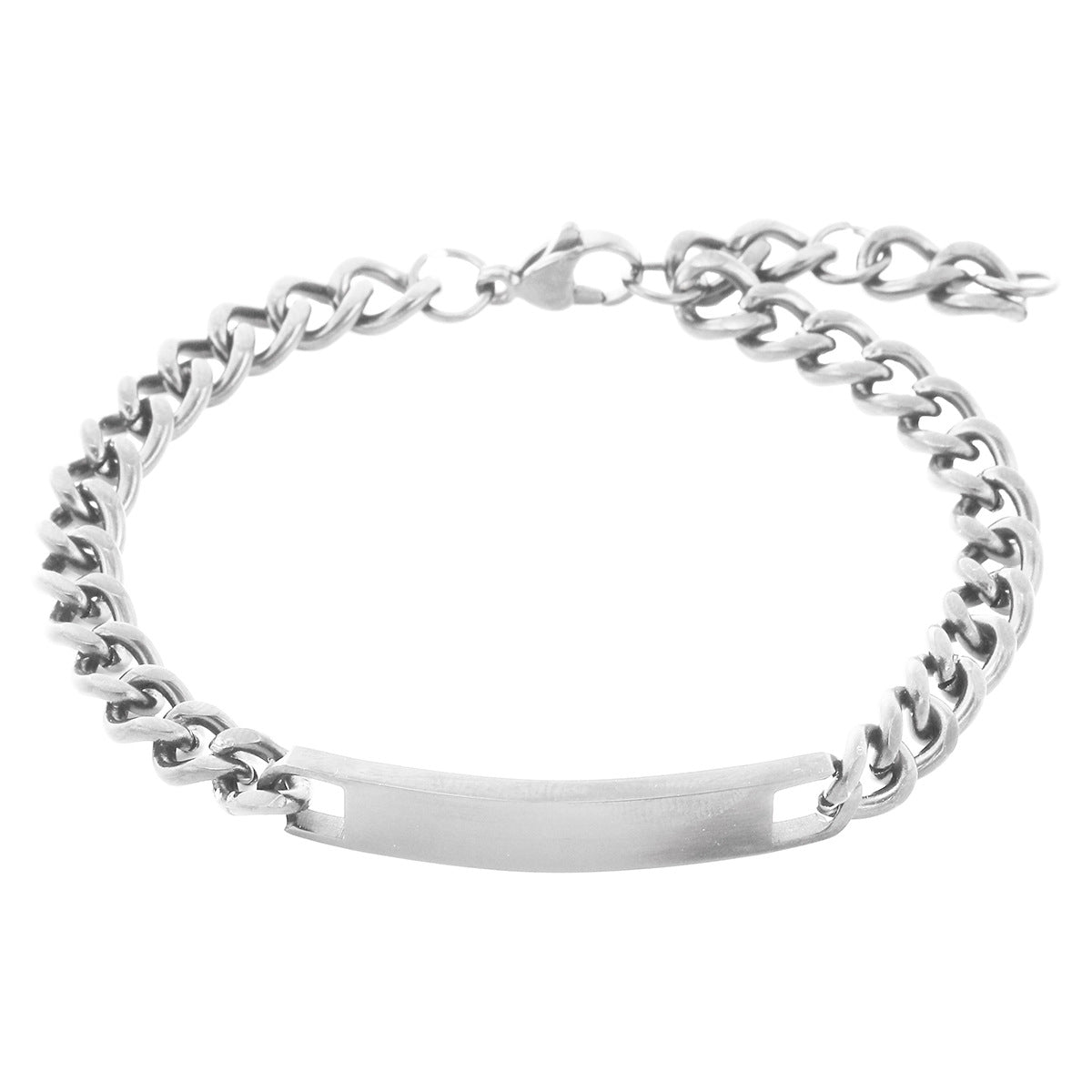 18K Gold Plated Geometric Rectangle Titanium Steel DIY Charm Bar Bracelet for Women