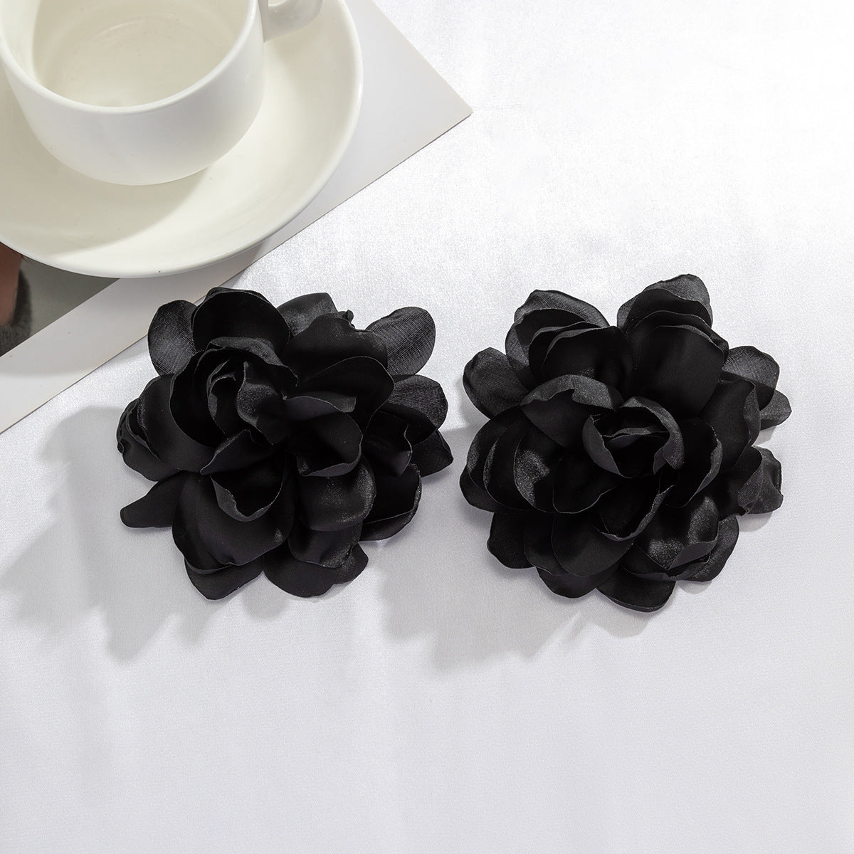 Exaggerated Silk Floral Stud Earrings for Women