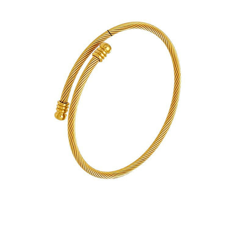 Luxury Geometric Twisted Wire Cable Chain Bracelet Titanium Steel Stainless Steel Plated