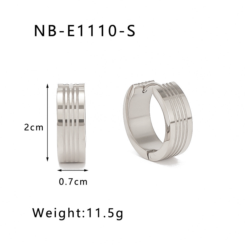 Minimalist Geometric Stainless Steel Hoop Earrings with Zircon Inlay and 18K Gold Vacuum Plating for Women