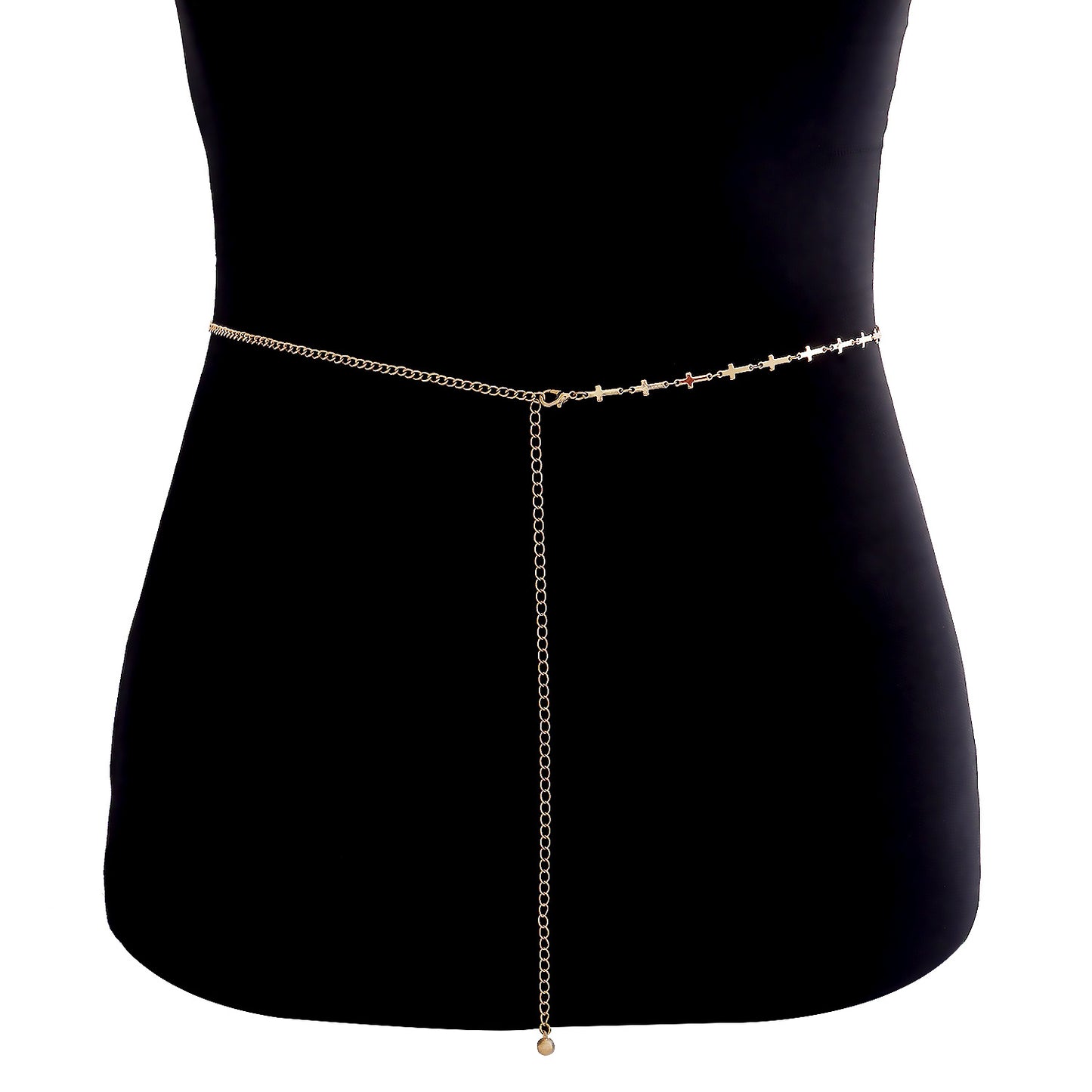 Minimalist Mini Cross Waist Chain for Women Made of Metal with Punk Style Accent