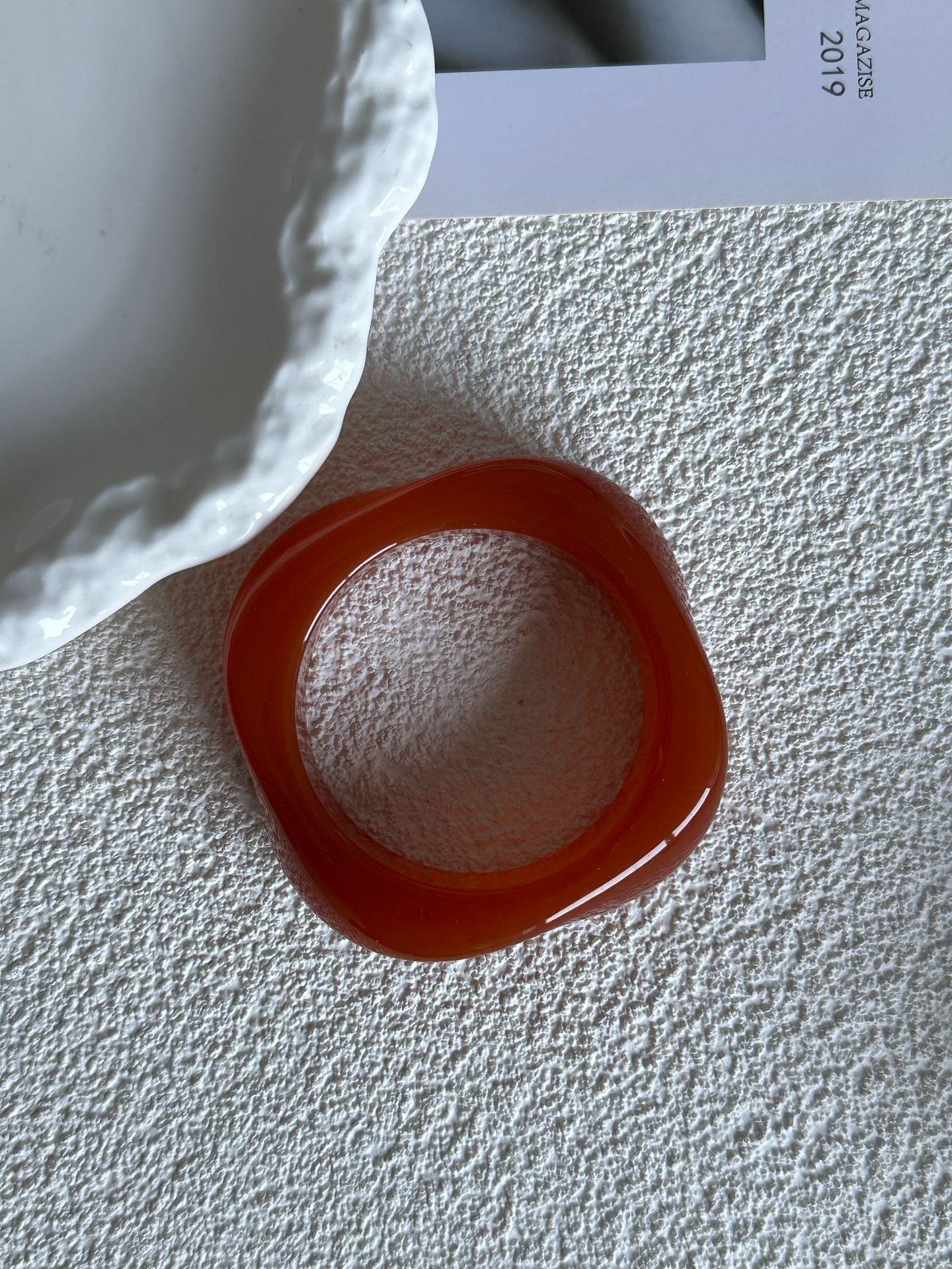 Irregular Geometric Resin Bracelet with Drip Oil Finish