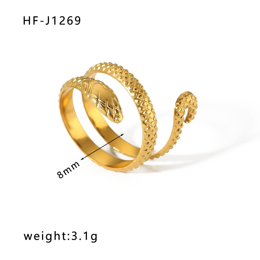 Minimalist Geometric Stainless Steel Ring with 18K Vacuum Plated Finish for Women