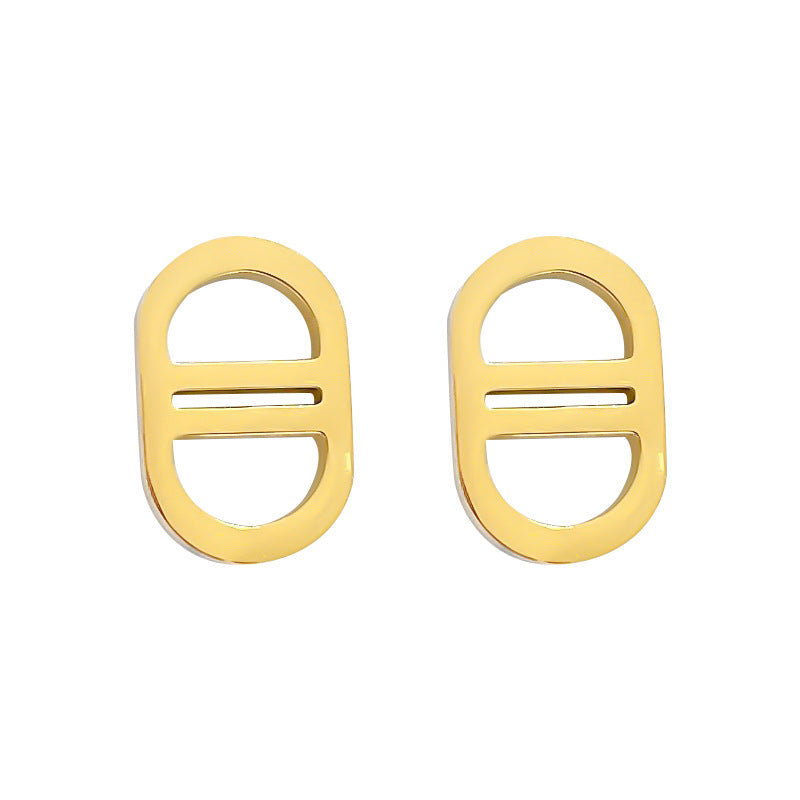 Minimalist Titanium Steel Geometric Stud Earrings for Women, Polished Surface Cold-Tone Fashion Ear Jewelry for Formal Events and Daily Wear