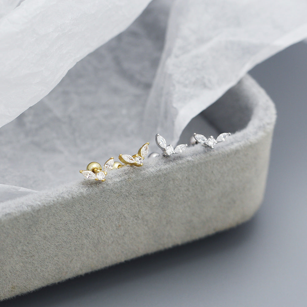 Eleganti Orecchini a Cerchio Geometrici da Lavoro in Argento Sterling 925 Placcato con Zirconi Cubici e Design a Linee Astratte