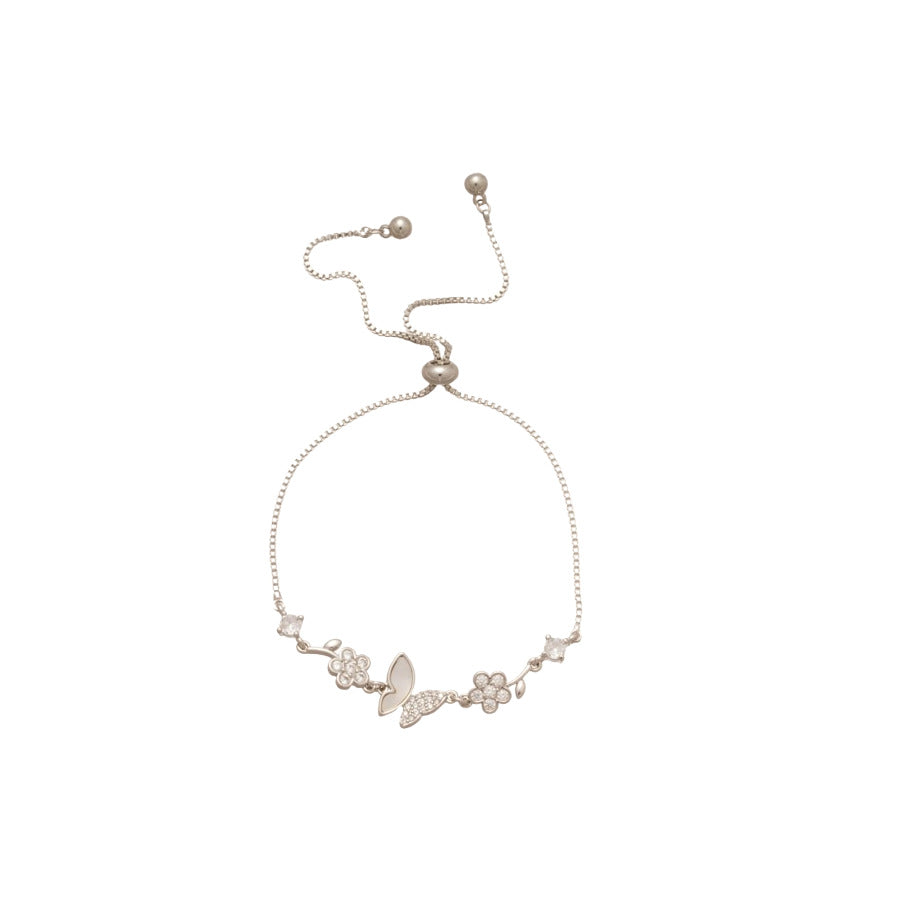 Elegante bracciale da mano a farfalla da donna, in rame con intarsio di zirconi cubici, bracciale stile lusso minimalista per l'uso quotidiano