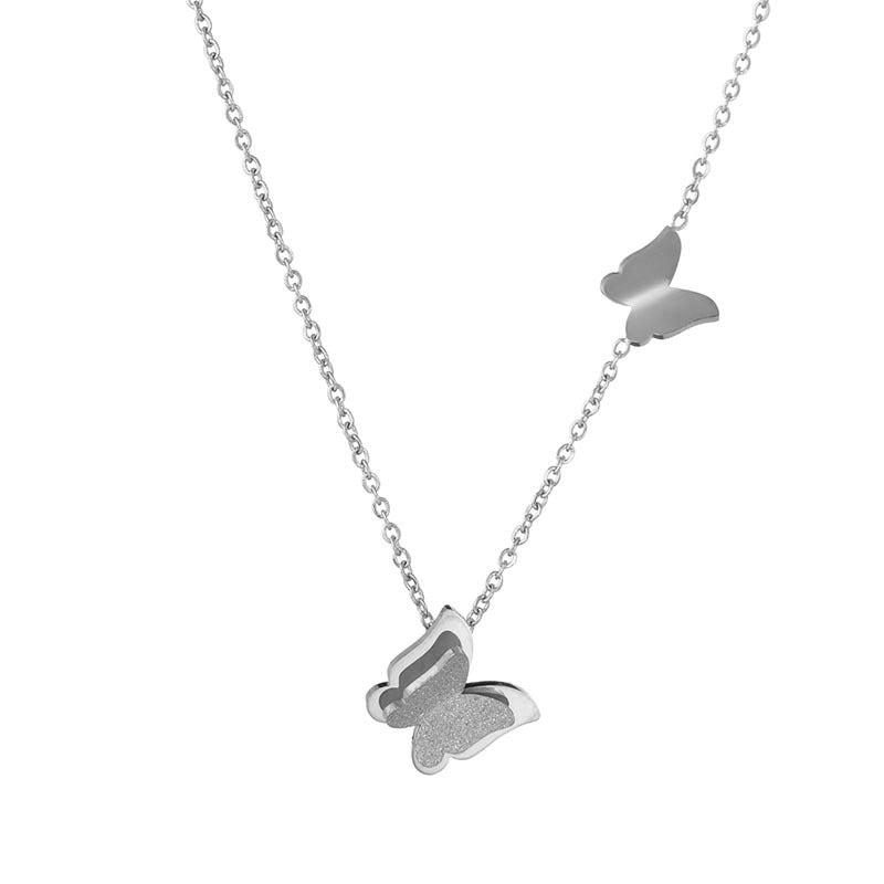 Collar con colgante de mariposa, cadena geométrica minimalista de acero inoxidable, estilo etéreo discreto