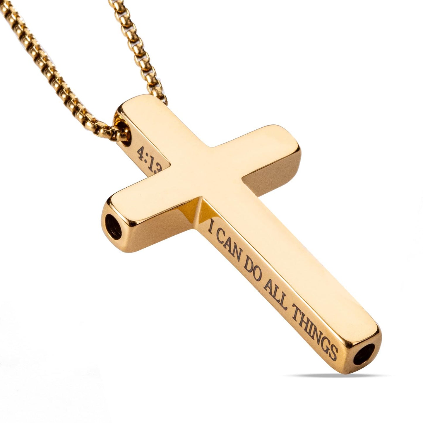 Stainless Steel Cross Pendant Necklace with Titanium Steel Charm for Aromatherapy Inhalation Stress Relief Mindfulness Breathing