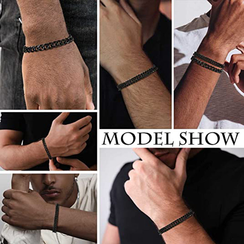 Bracciale geometrico da uomo in acciaio inossidabile con finitura lucida