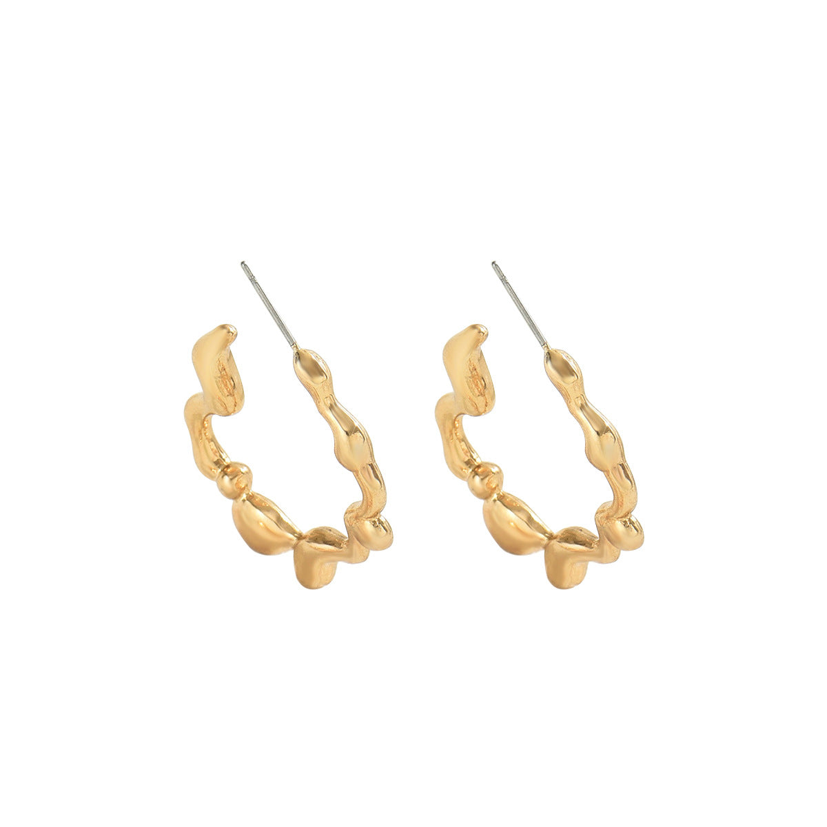 Pendientes de botón geométricos de oficina para mujer con diseño de líneas dobladas en forma de U bañados en cobre con acabado de oro de 18K