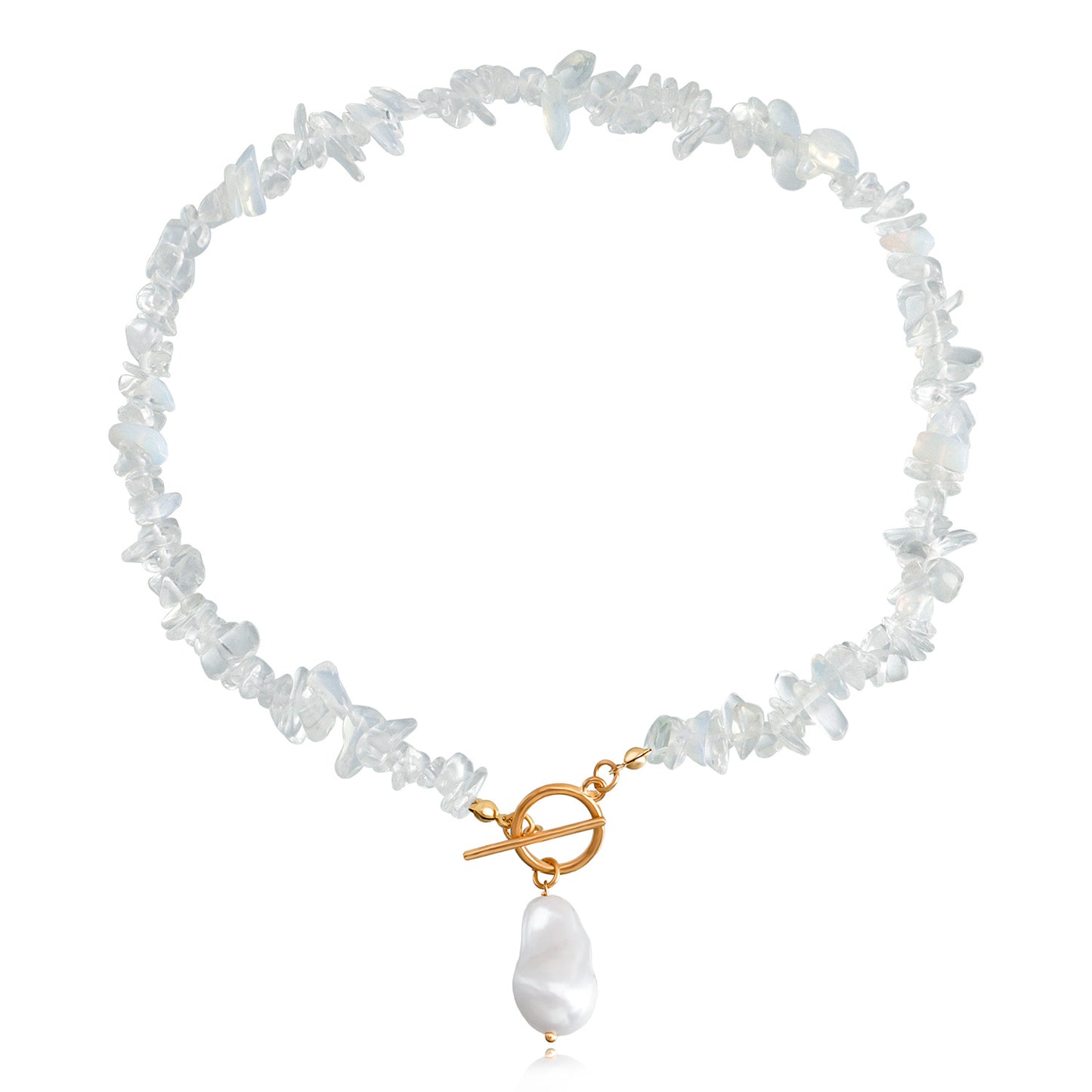Fashionable Geometric Pendant Necklace for Women in Alloy with Mother-of-Pearl Inlay and Rhodium Plating