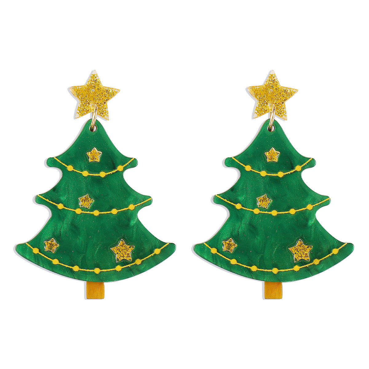 Pendientes de Árbol de Navidad Geométricos de Acrílico Dulces y Frescos para Mujer Joyería Festiva Hecha a Mano