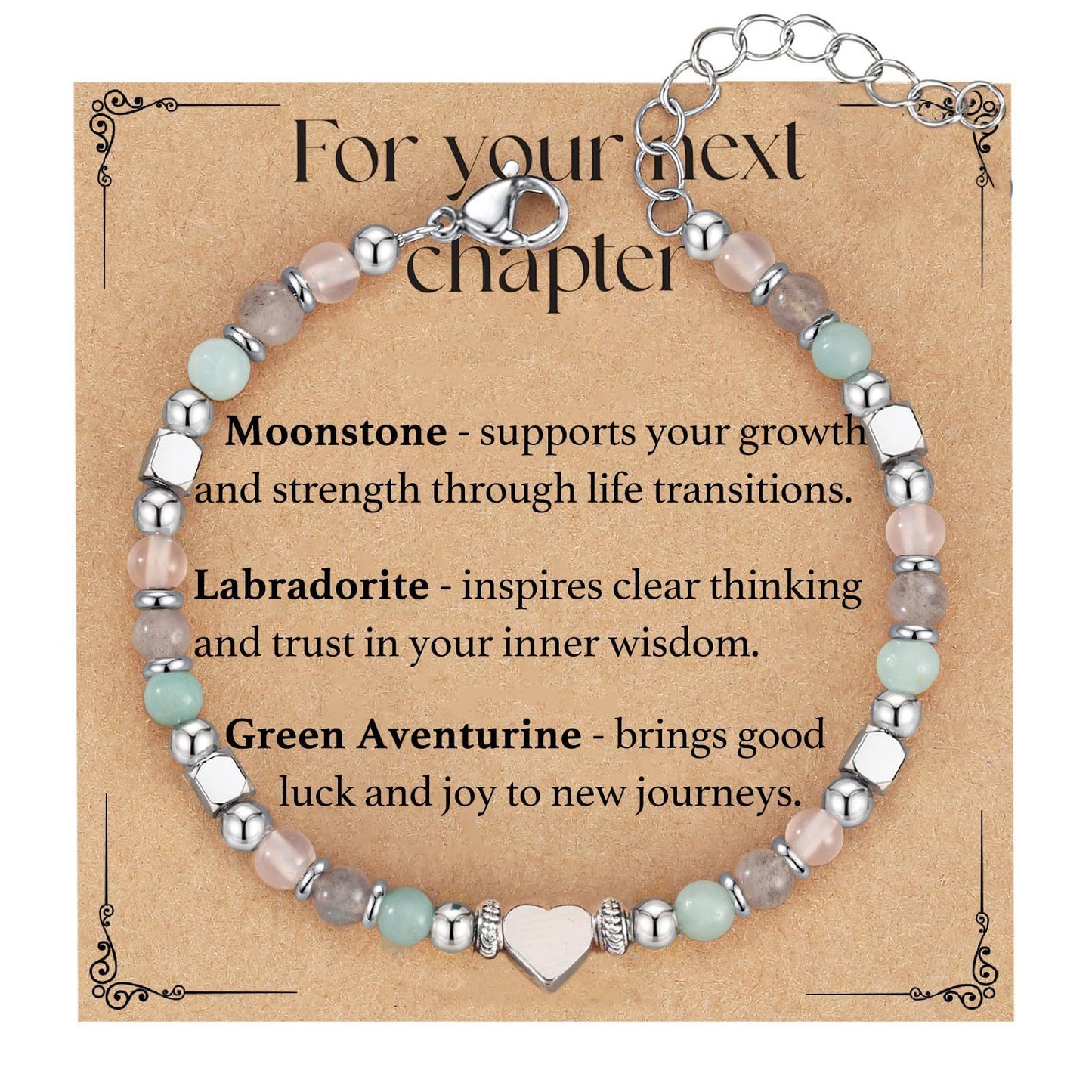 Fashion Natural Stone Evil Eye Heart Geometric Stainless Steel Bracelet Unisex Gift