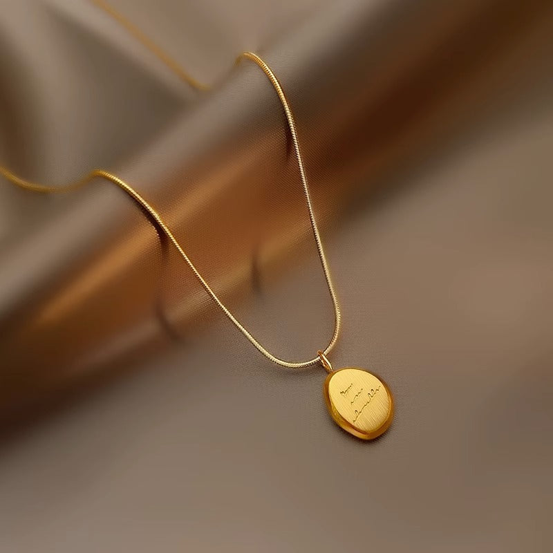 Minimalist Letter Shape Titanium Steel Plated Necklace for Women with Delicate Clavicle Chain