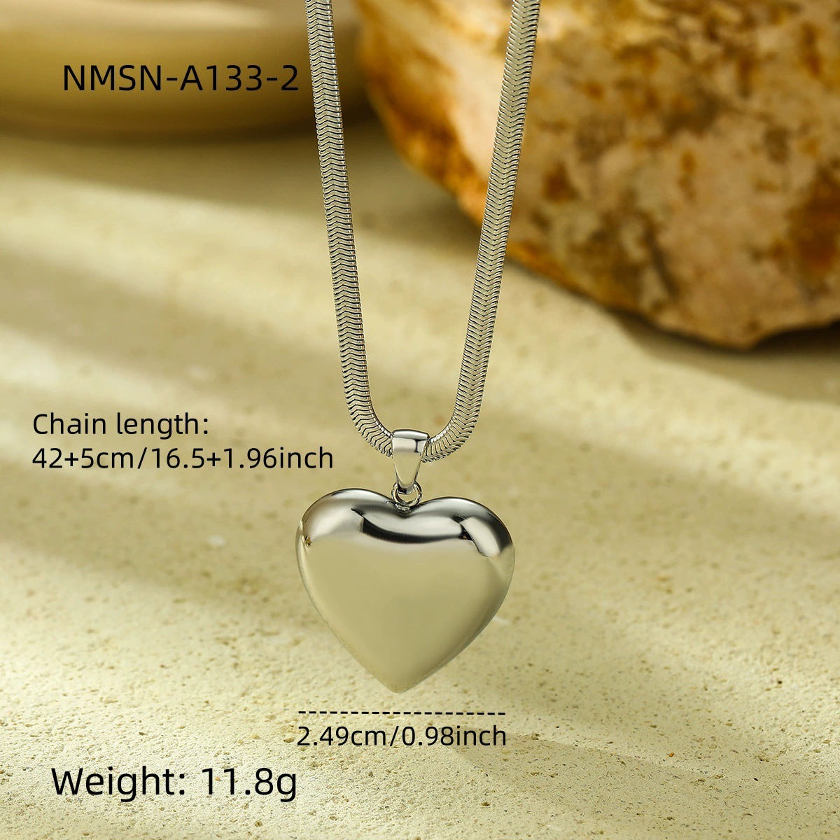 Collana con Ciondolo a Cuore Minimalista alla Moda in Acciaio Inossidabile con Finitura Placcata da Donna