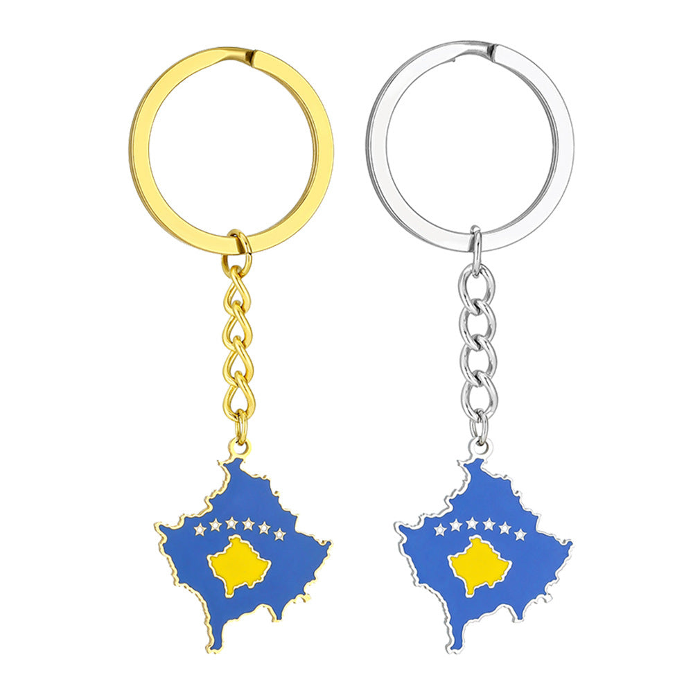 Llavero Colgante de Kosovo Estilo Vintage de Acero Inoxidable para Hombres y Mujeres, Accesorio de Moda