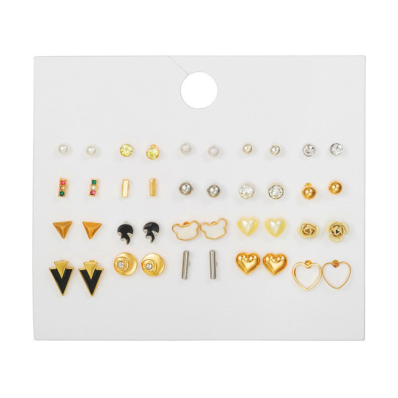 Sweet Heart Geometric Alloy Plated Stud Earrings for Women