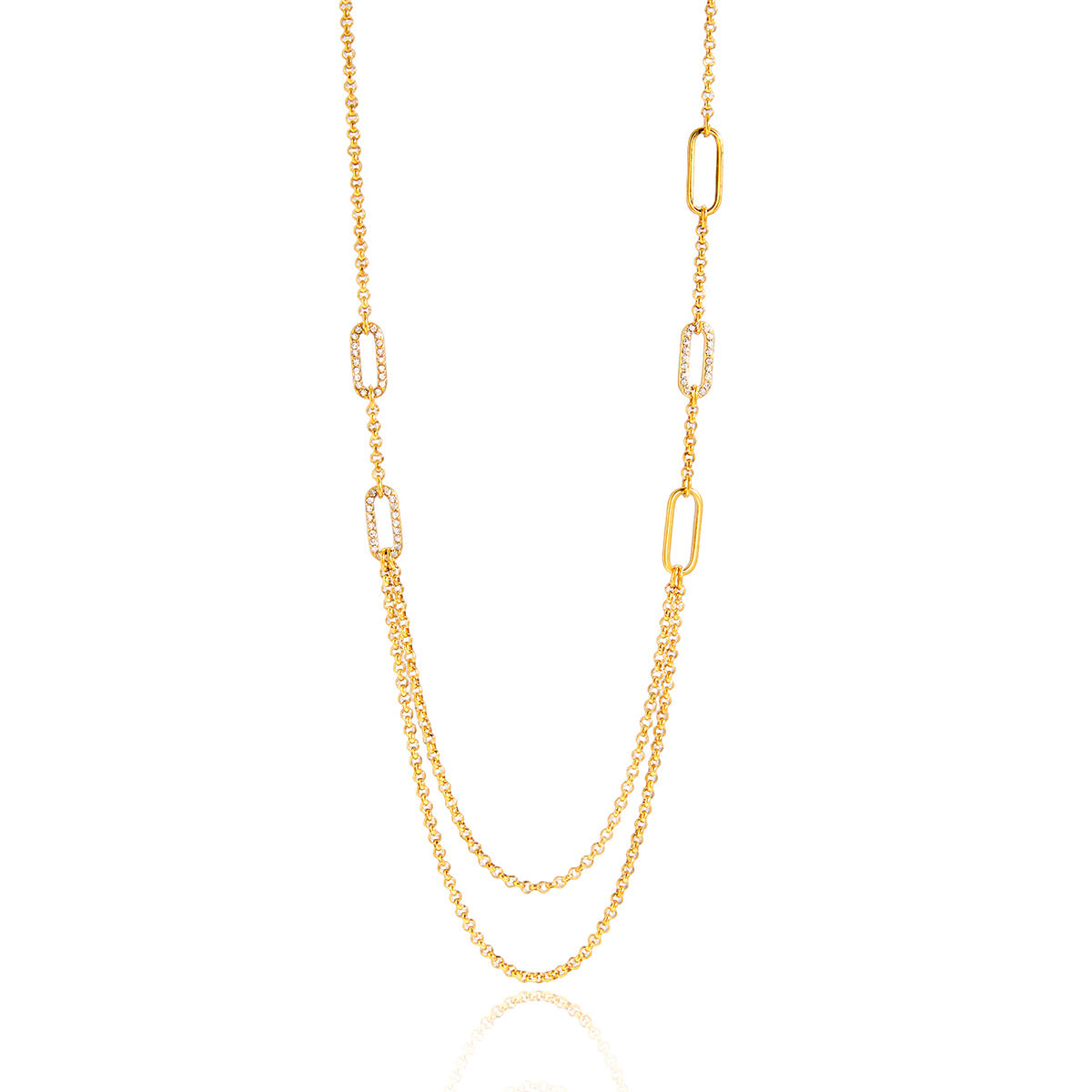 Minimalist Elegant Geometric Oval Hollow PVD Stainless Steel Necklace for Women