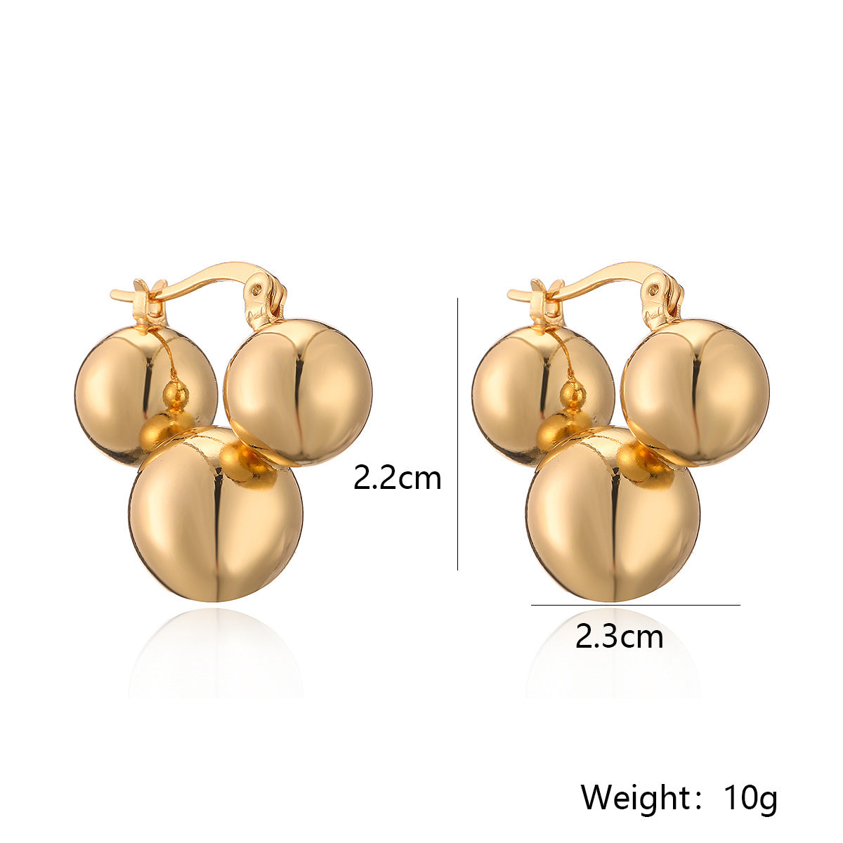 Orecchini Geometrici Minimalisti da Donna in Ottone con Placcatura in Oro Vero, Gioielli per Orecchie alla Moda dal Design Irregolare