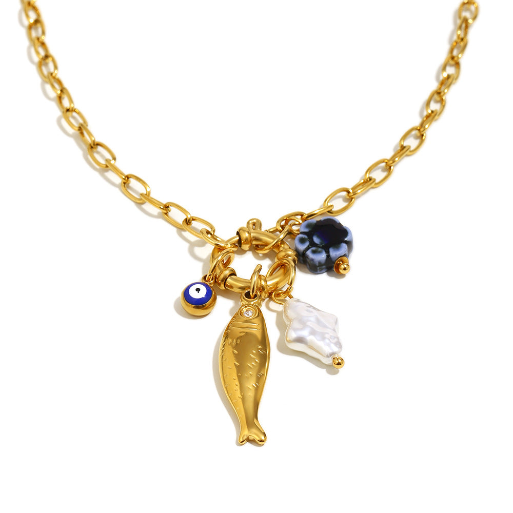 Minimalist Animal-Shaped Stainless Steel Pendant Necklace with 18K Gold Plating on O-Chain for Women