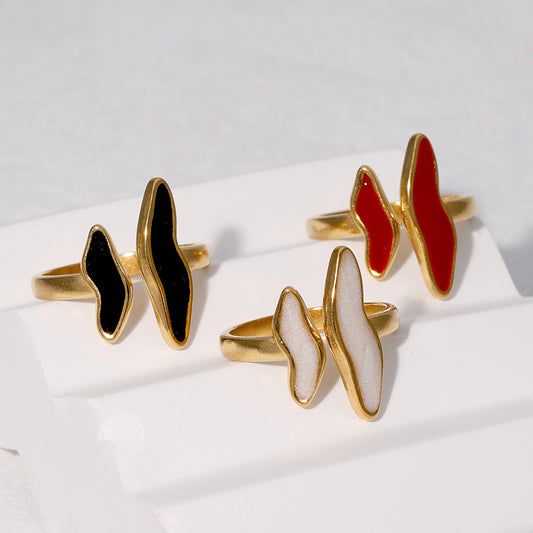 Minimalist Geometric Adjustable Open Ring in Stainless Steel with 18K Gold Plating for Women