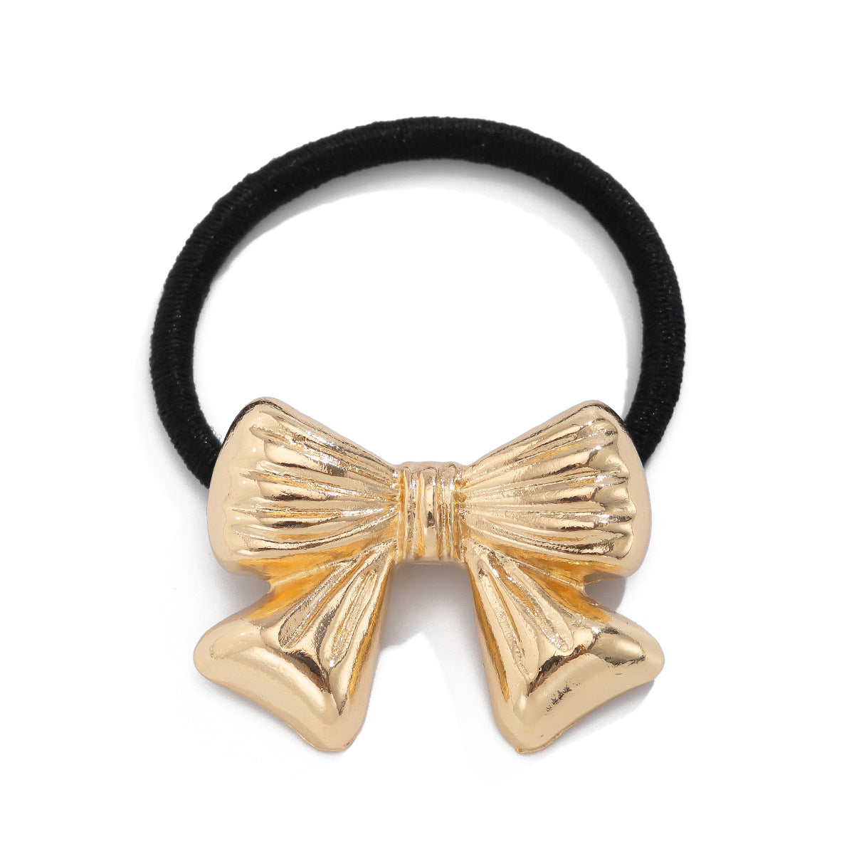 Minimalist Floral Bow Metal Hair Tie with High Elasticity Alloy Band for Women