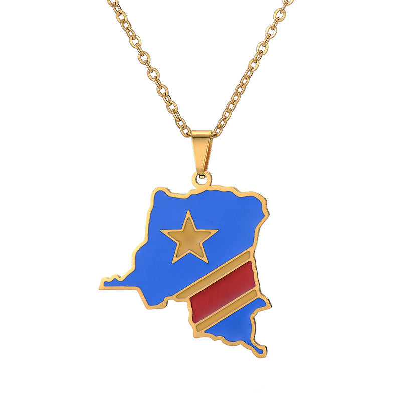 Elegante collana pendente a stella geometrica in acciaio inossidabile con ciondolo in acciaio al titanio e finitura galvanizzata per abbigliamento unisex alla moda