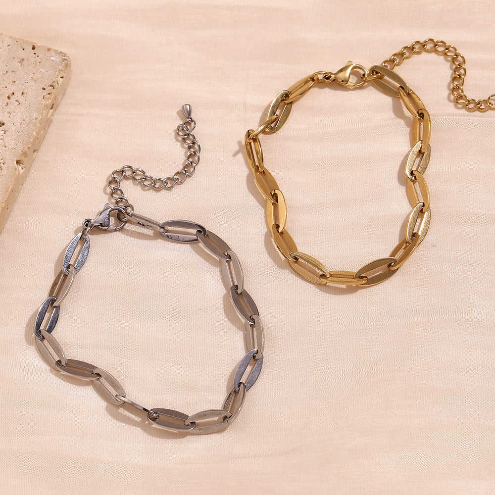 Minimalist Lip-Shaped Anklet in Stainless Steel with 14K Gold Plating