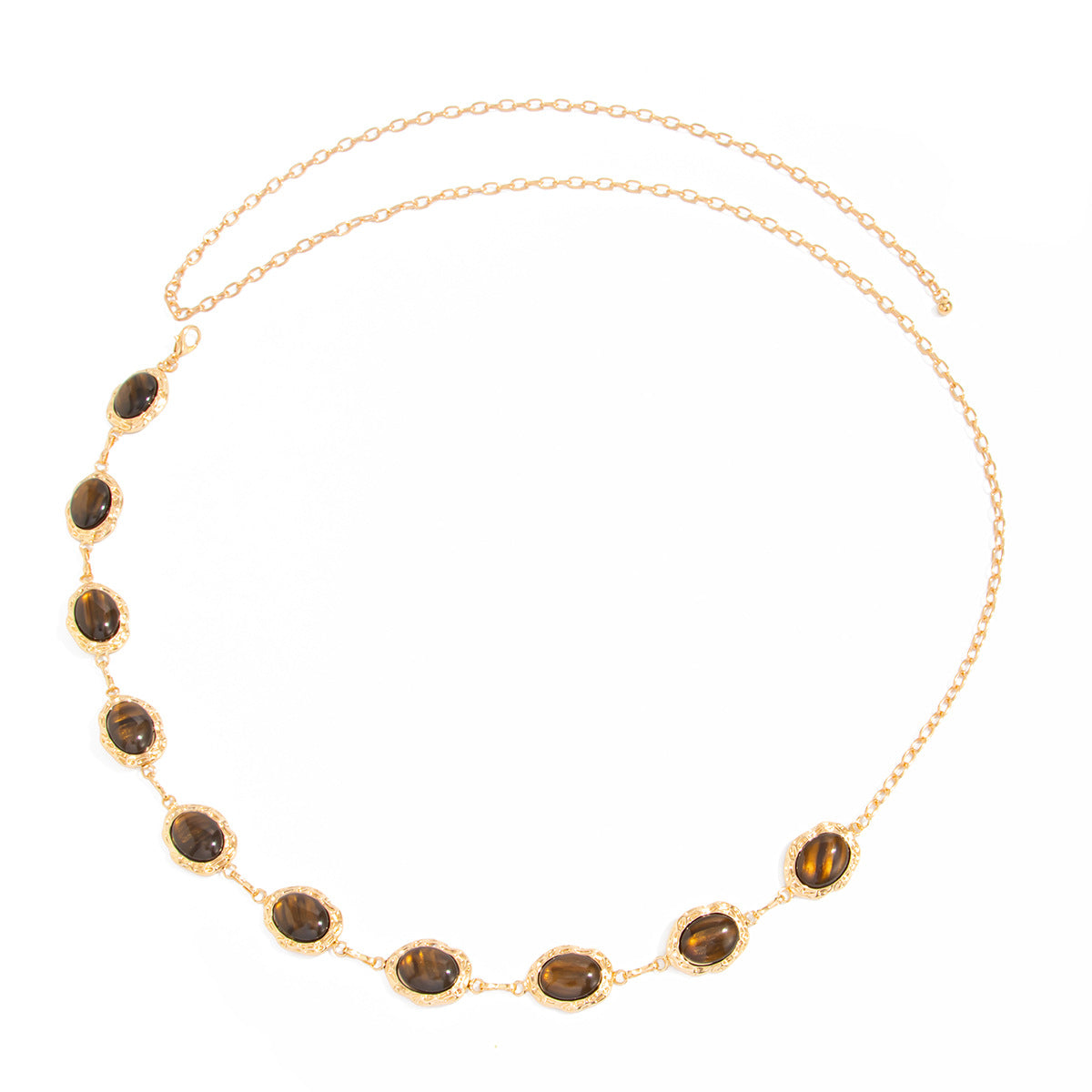 Vintage Geometric Gradient Resin Gemstone Inlay Polished Body Chain for Women