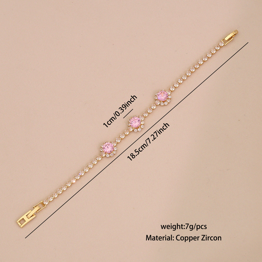 Cute Floral Design Plated Copper Bracelet for Women with Zirconia Stones Minimalist Elegant Hand Jewelry