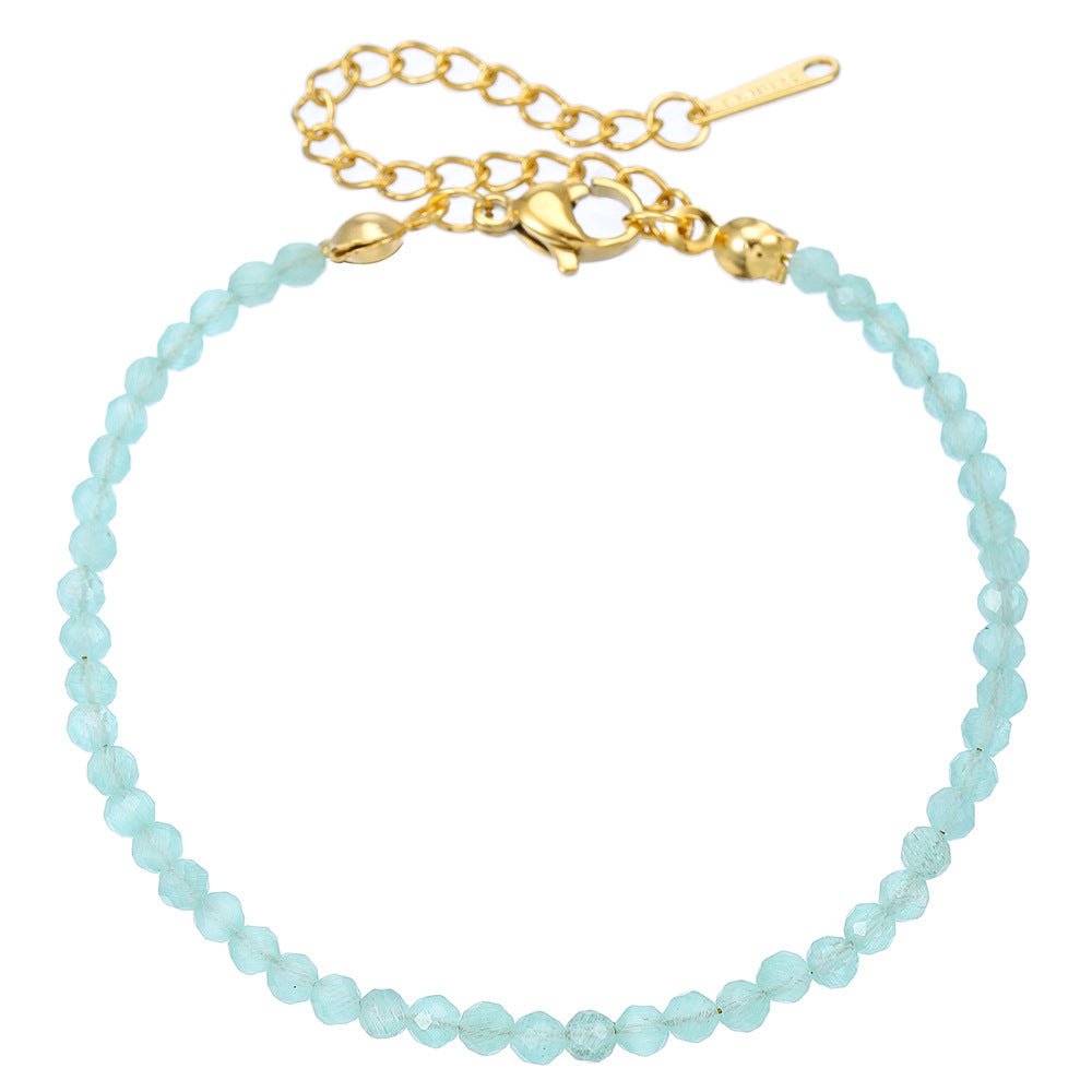 Fashion Geometric Crystal Glass Bead Stainless Steel Bracelet Unisex