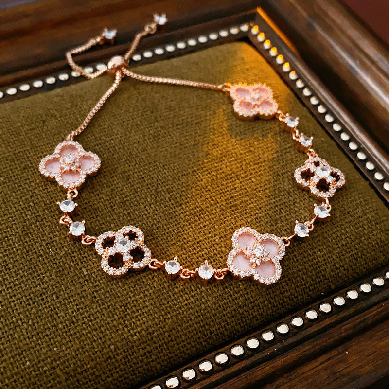 Luxury Elegant Geometric Alloy Plated Bracelet with Cubic Zirconia for Women