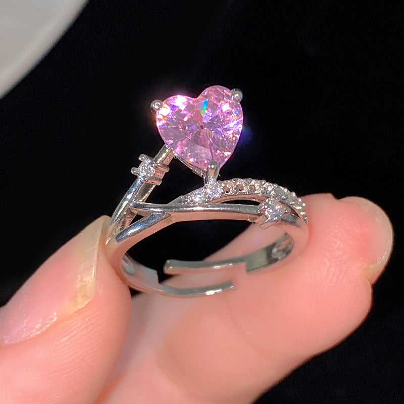 Sweet Cubic Zirconia Inlay Brass Bow Ring for Women