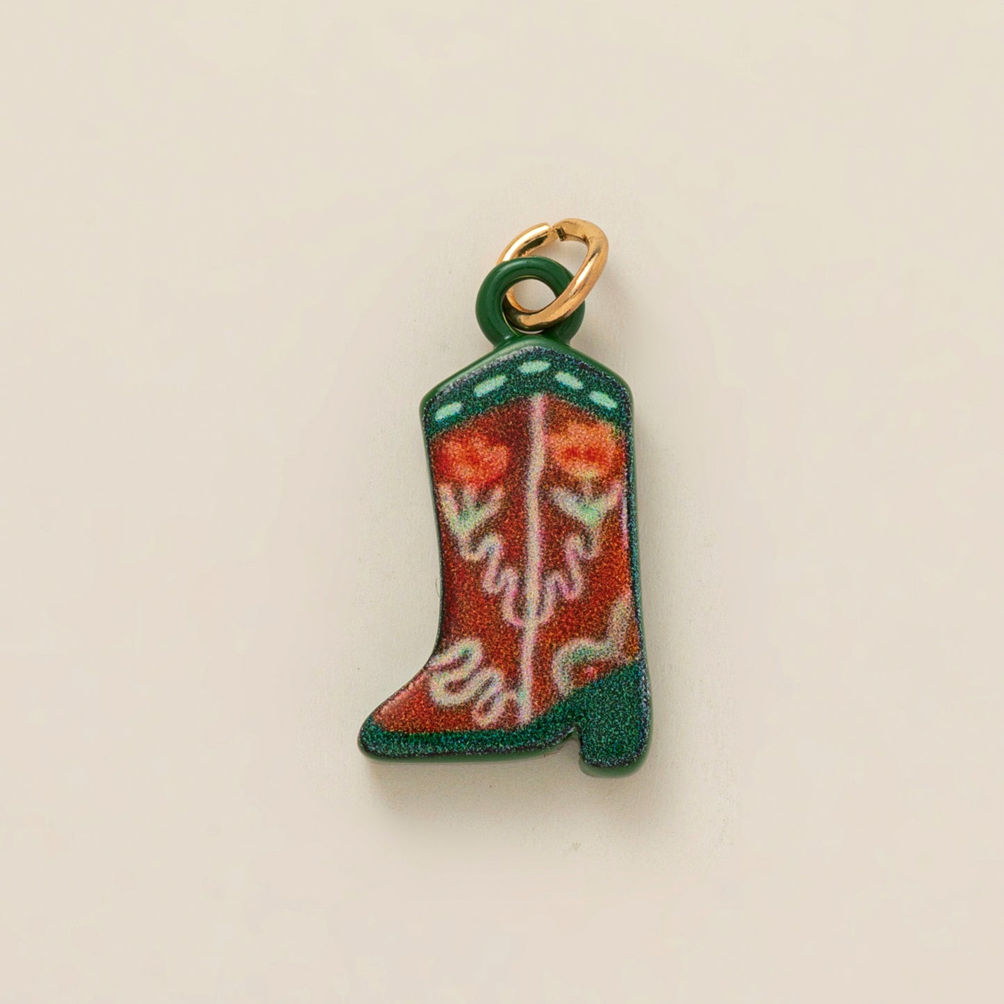 Vintage Plated Brass Ceramic Crab Lobster Clover Flower Charm Bar