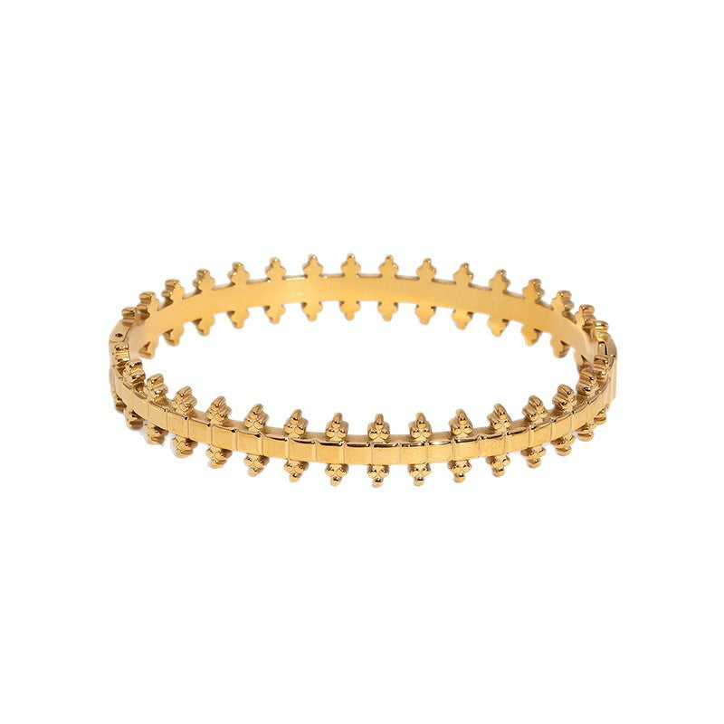 Luxury Geometric Round Square Gold Plated Stainless Steel Titanium Steel Bracelet