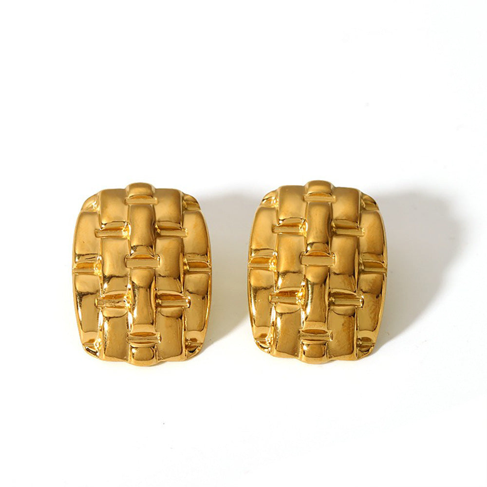Orecchini da donna quadrati in acciaio inossidabile geometrici minimalisti con placcatura in oro 18 carati, ipoallergenici e resistenti allo scolorimento
