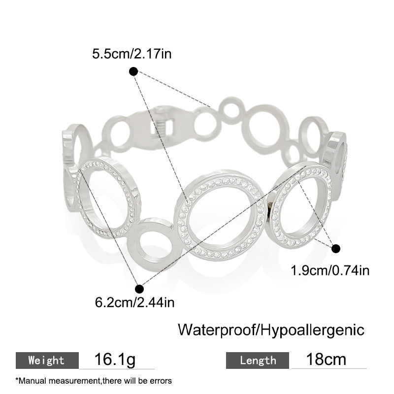 Vintage Geometric Oval Titanium Steel Plated Bracelet for Women