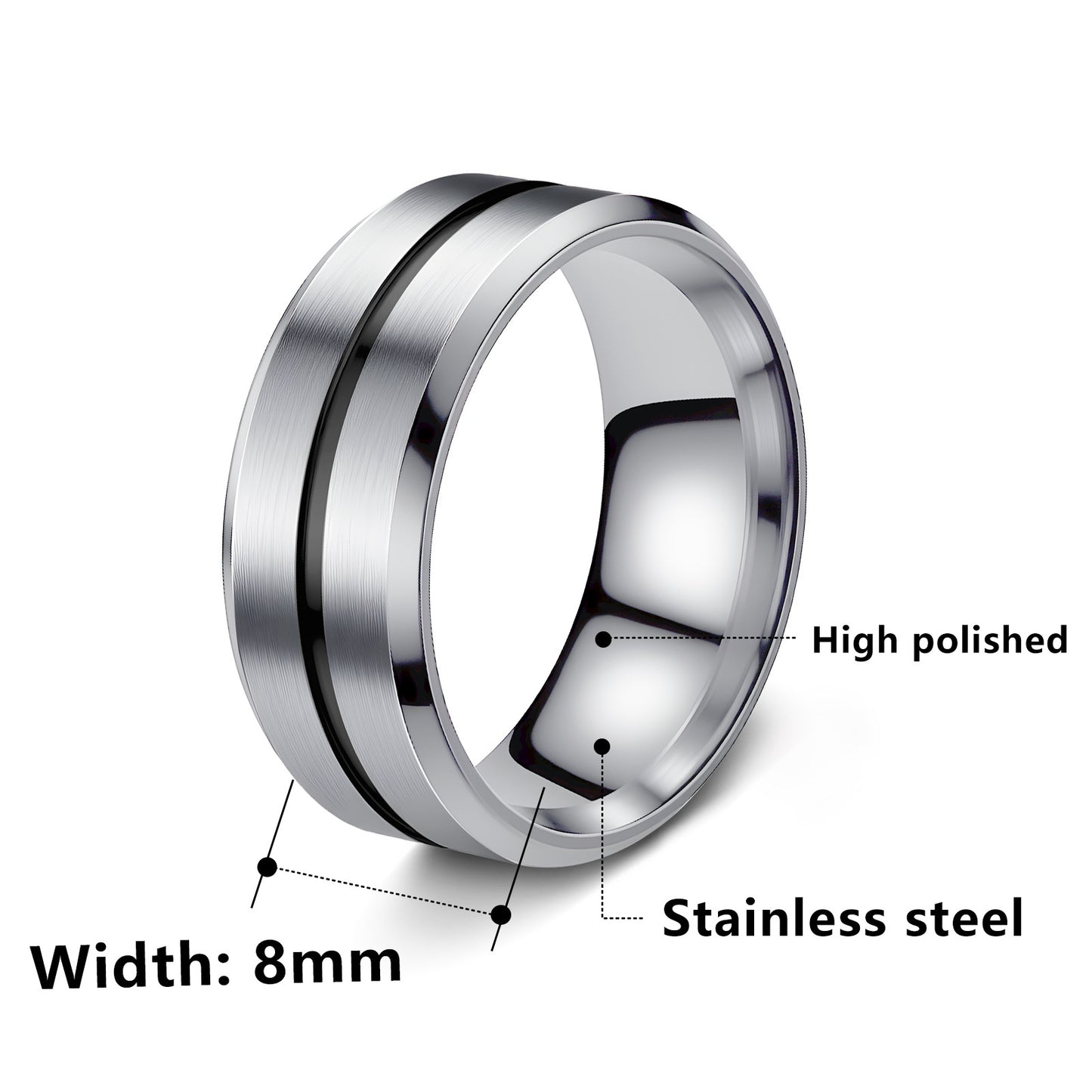 Anello geometrico in acciaio al titanio placcato unisex