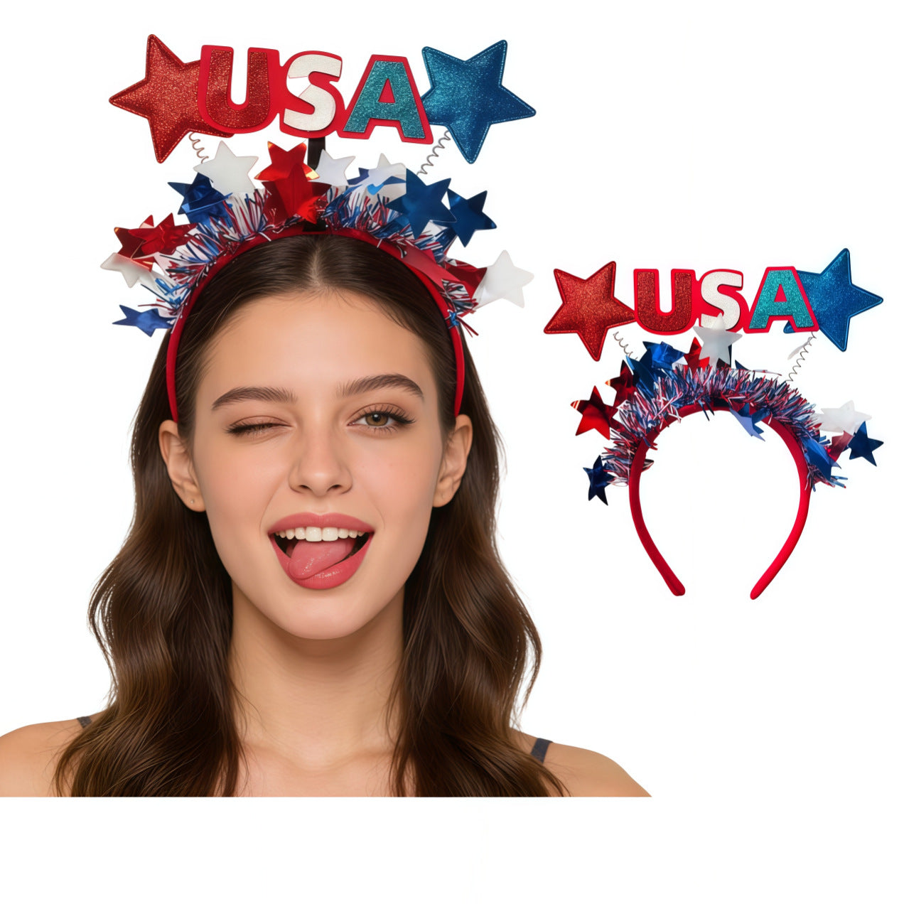Fascia per capelli in resina a stella per la decorazione della festa del Giorno dell'Indipendenza degli USA