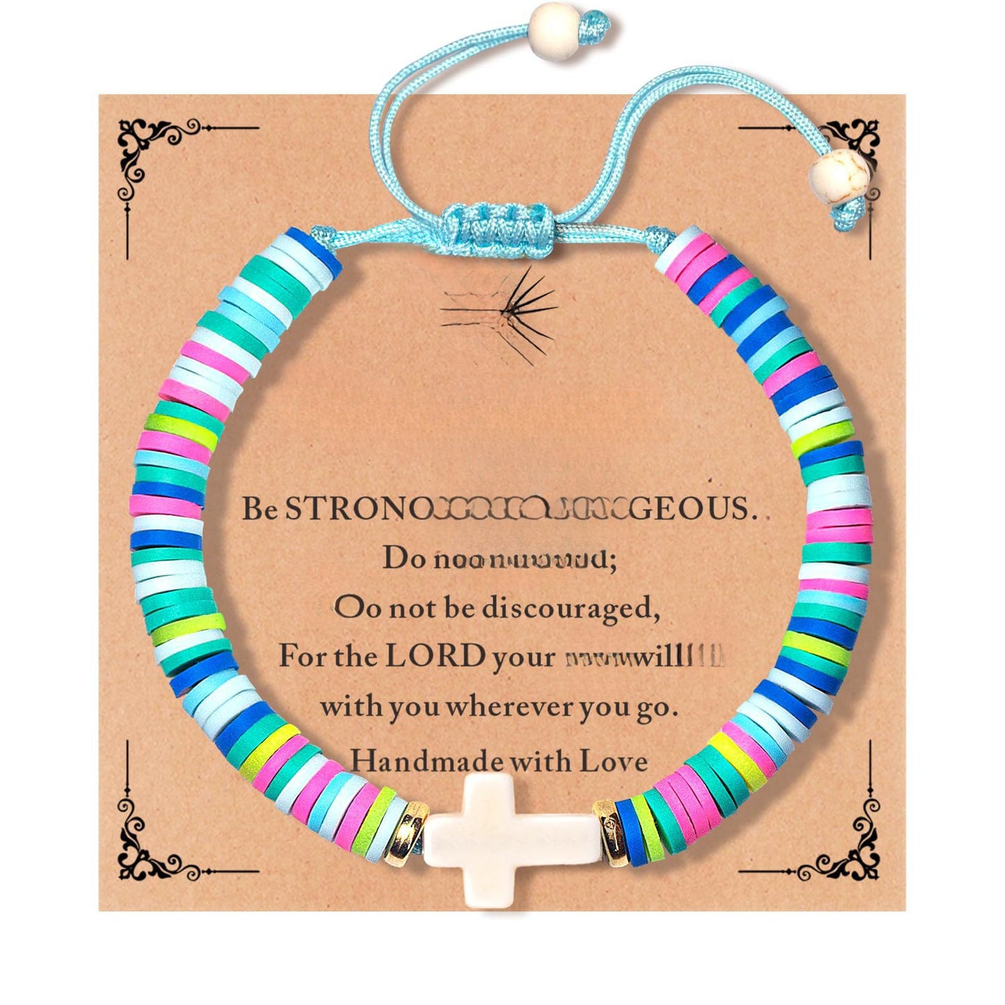 Minimalist Handmade Woven Cross Turquoise Resin Bracelet Unisex Adjustable