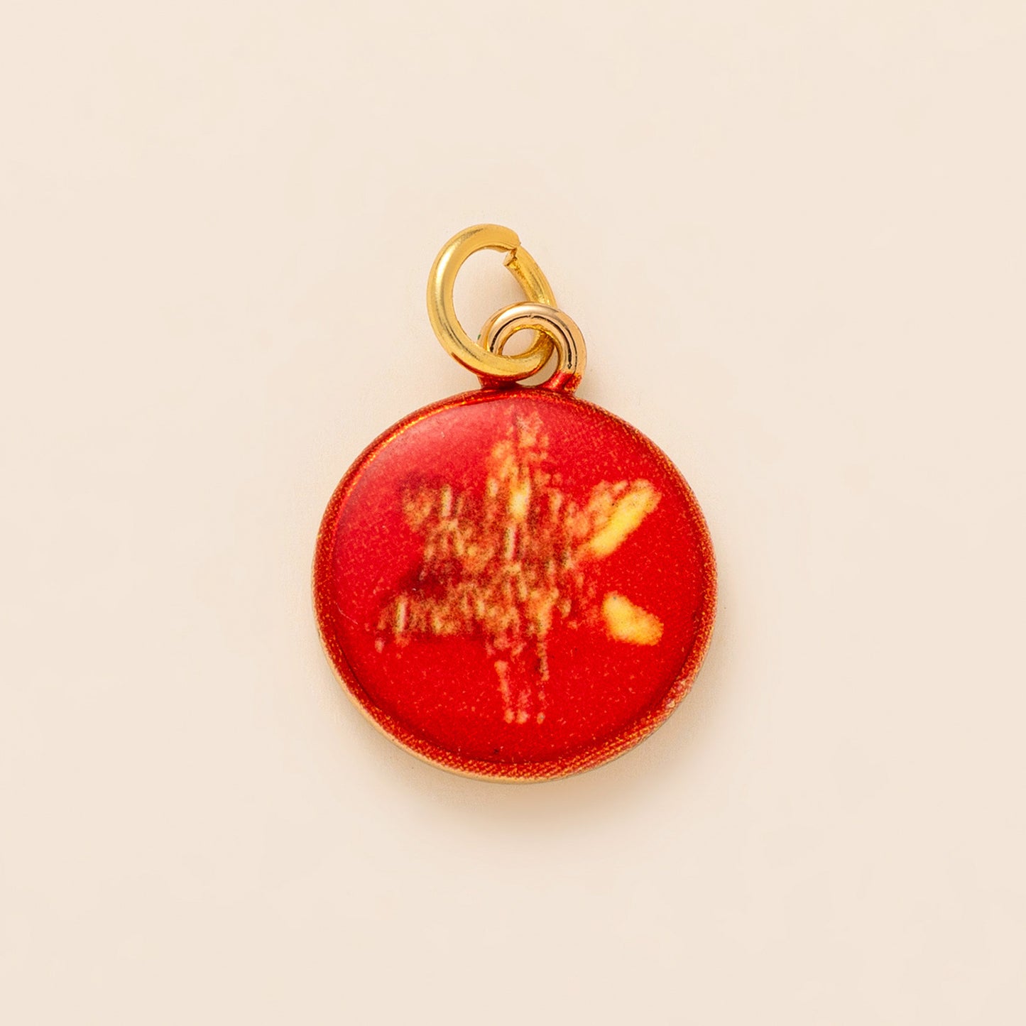 Vintage 14K Gold Plated Brass Ceramic Heart Flower Charm Bar Necklace for Unisex