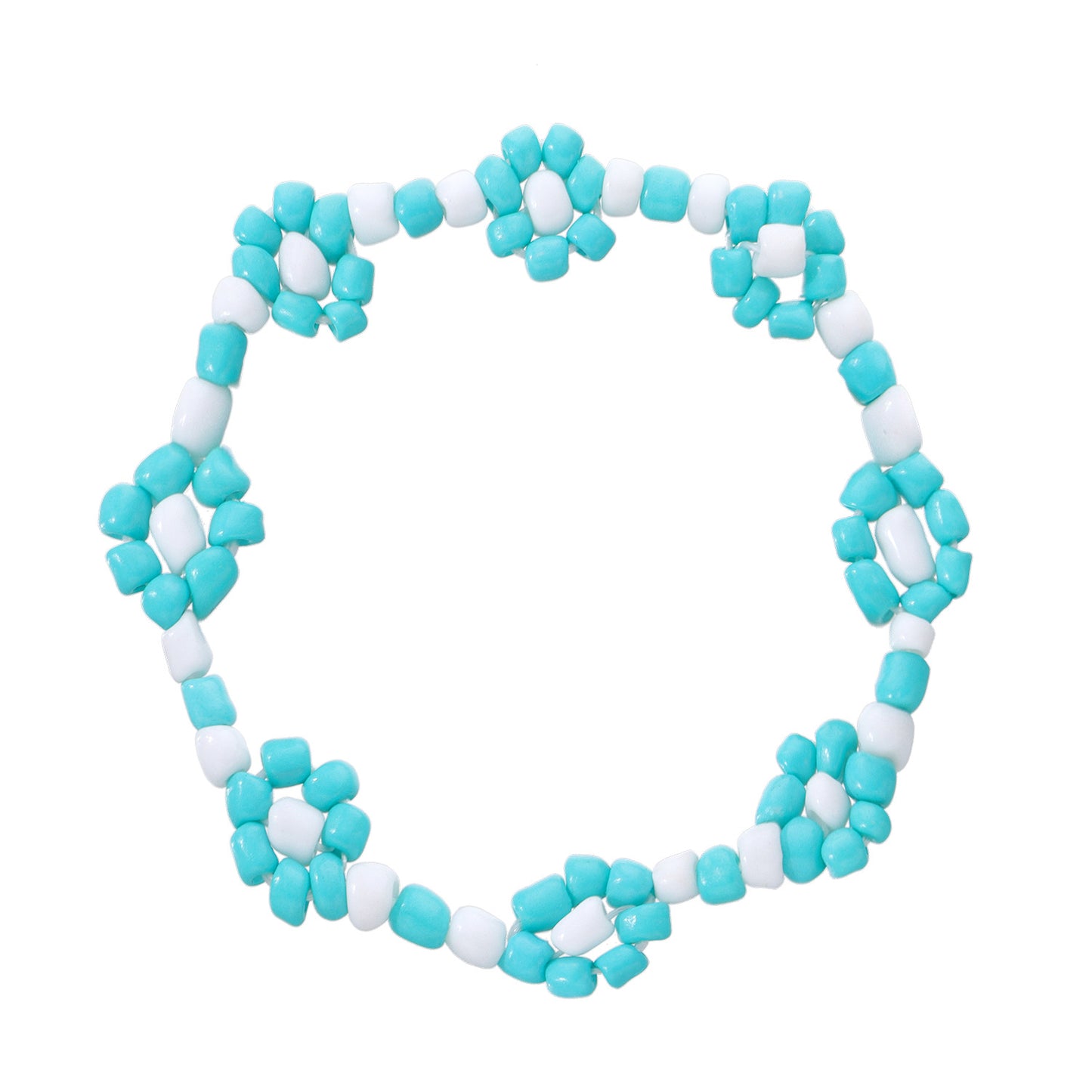 Floral Pattern Elastic Braided Beaded Bracelet for Women with Miyu Beads