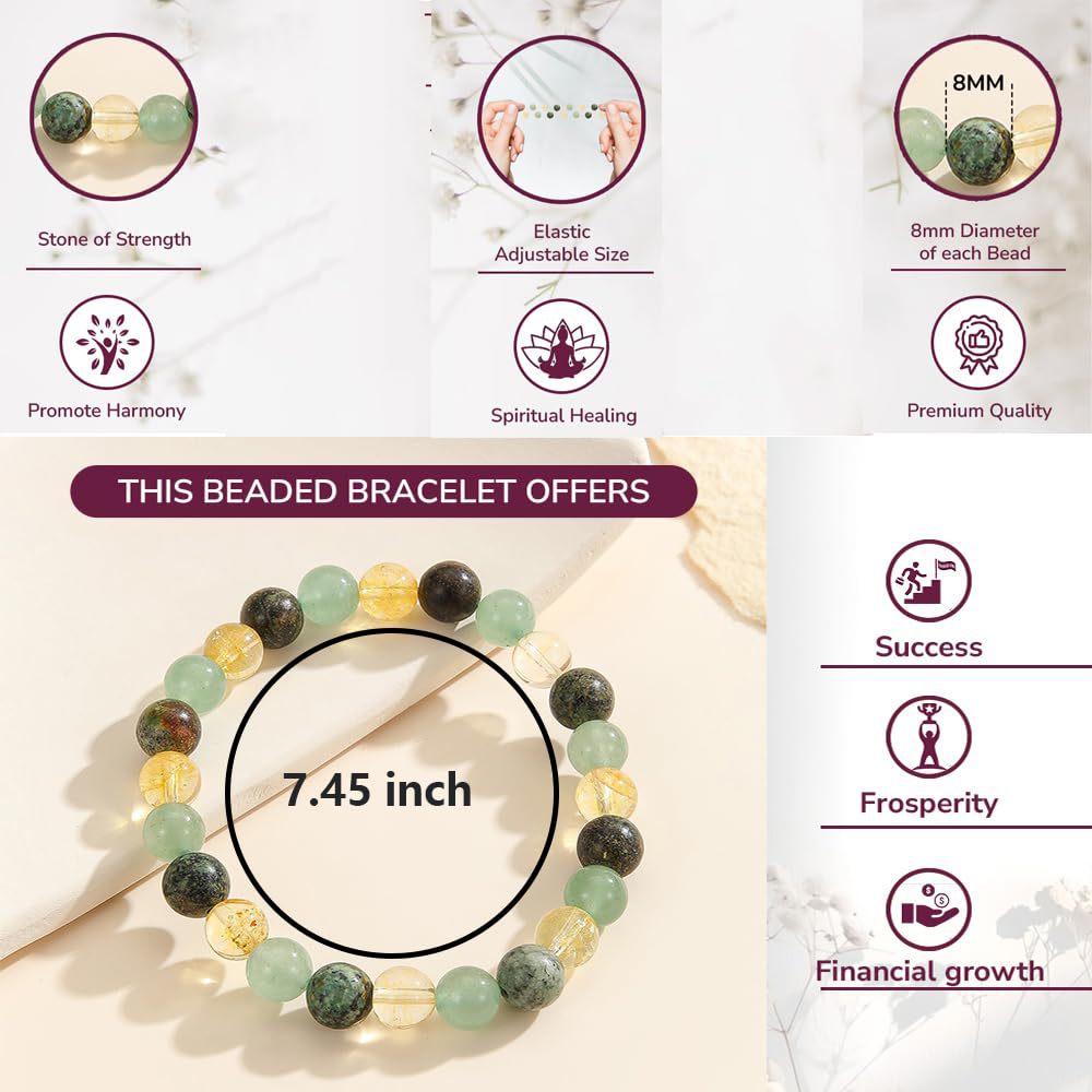 Minimalist Natural Stone Round Beaded Bracelet Set Unisex Handmade Jewelry