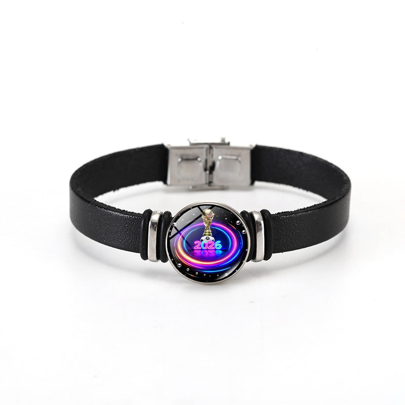 Bracciale Unisex con bottone a pressione in pelle placcata con forme geometriche alla moda
