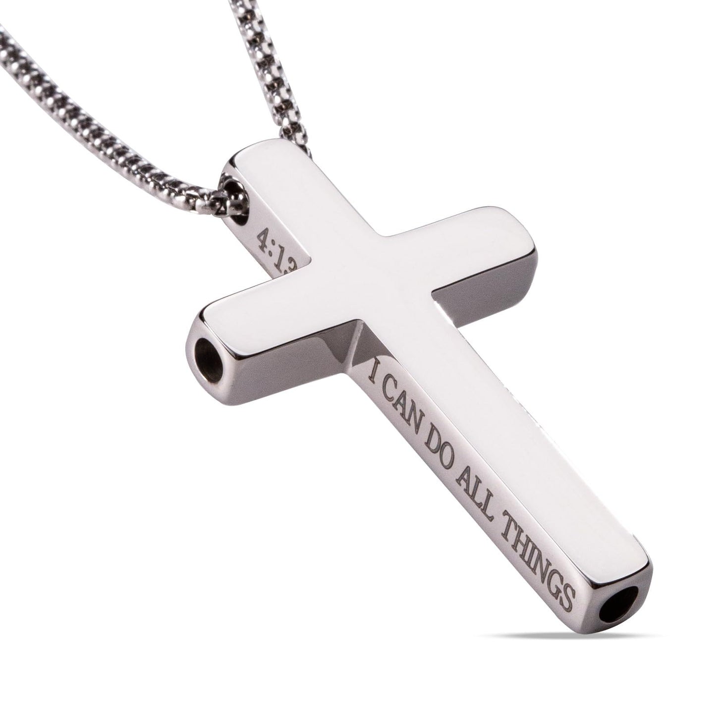 Stainless Steel Cross Pendant Necklace with Titanium Steel Charm for Aromatherapy Inhalation Stress Relief Mindfulness Breathing